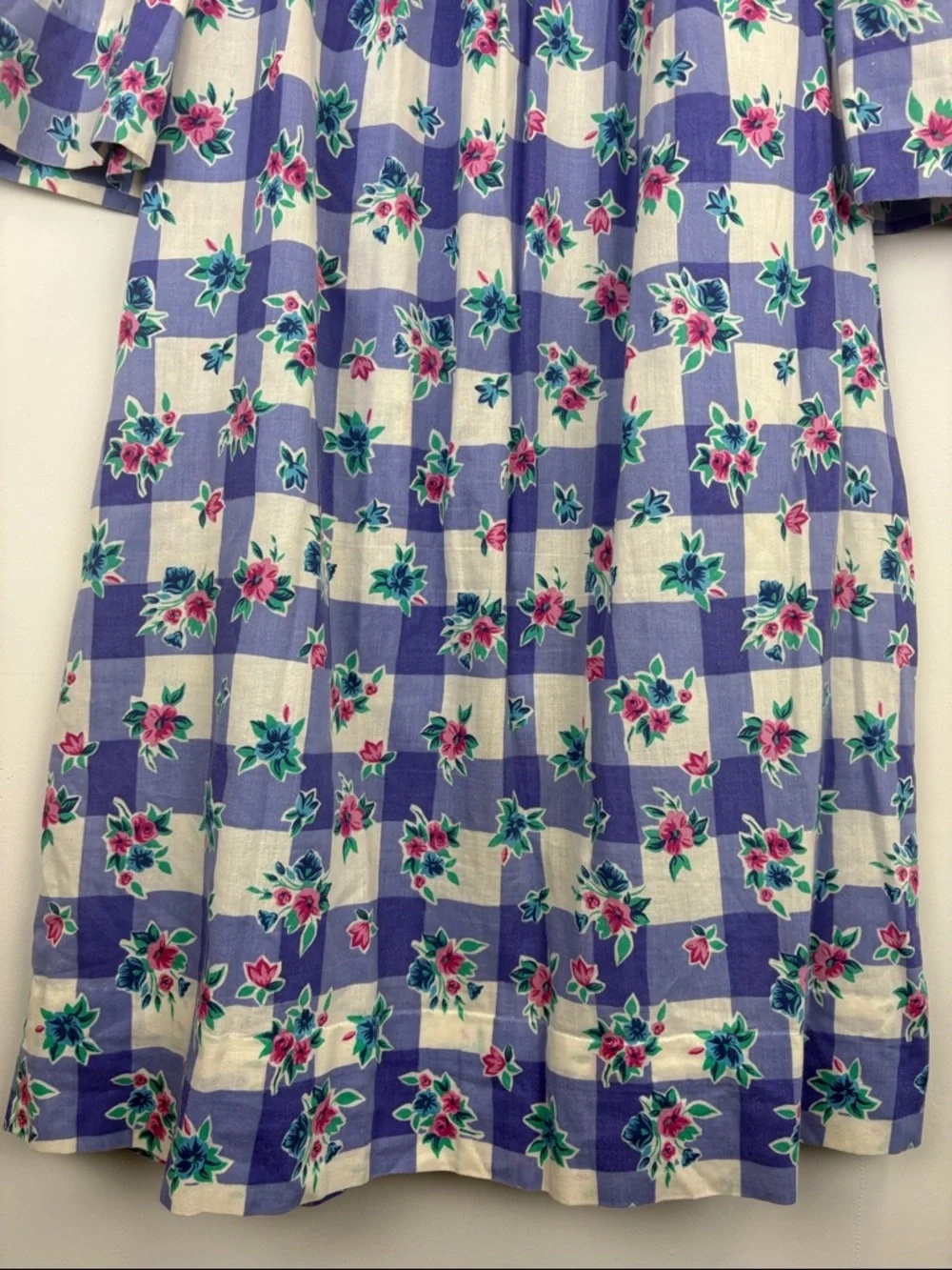 Vintage Models Coat Floral Gingham House Dress Cottagecore Smock Pockets Sz 14 - Picture 9 of 9